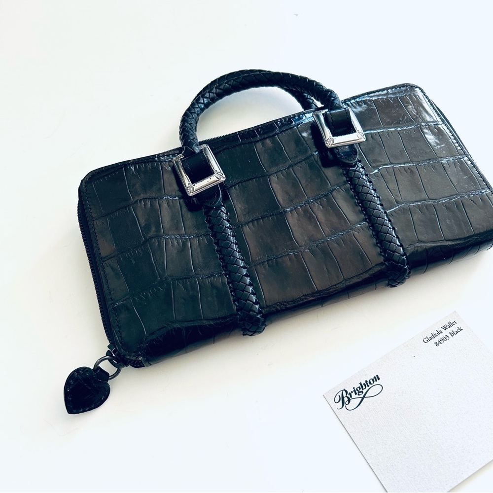 Brighton Black Crocodile Embossed Gladiola Women's Wallet EUC - Picture 9 of 9